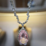 Morganite Water Drop Pear-Shaped Necklace 925 Stamp Diamond