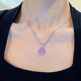 Morganite Water Drop Pear-Shaped Necklace 925 Stamp Diamond