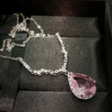 Morganite Water Drop Pear-Shaped Necklace 925 Stamp Diamond