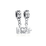 Mother Daughter Cat Pendant Dangle 925 Silver Charm Bracelet