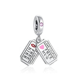 Mother Daughter Cat Pendant Dangle 925 Silver Charm Bracelet