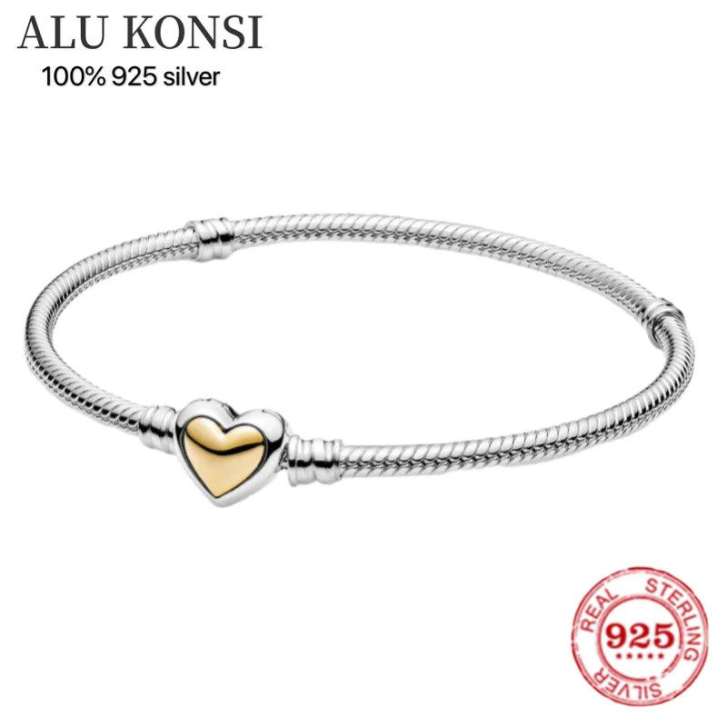 925 Silver Pan Bracelet for Women with Charms Bangle DIY