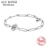 925 Silver Pan Bracelet for Women with Charms Bangle DIY