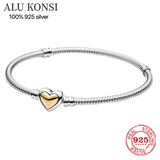 925 Silver Pan Bracelet for Women with Charms Bangle DIY