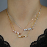 Mother's Gift 925 Silver Mama Charm Necklace CZ Choker Women Jewelry