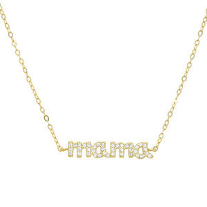 Mother's Gift 925 Silver Mama Charm Necklace CZ Choker Women Jewelry