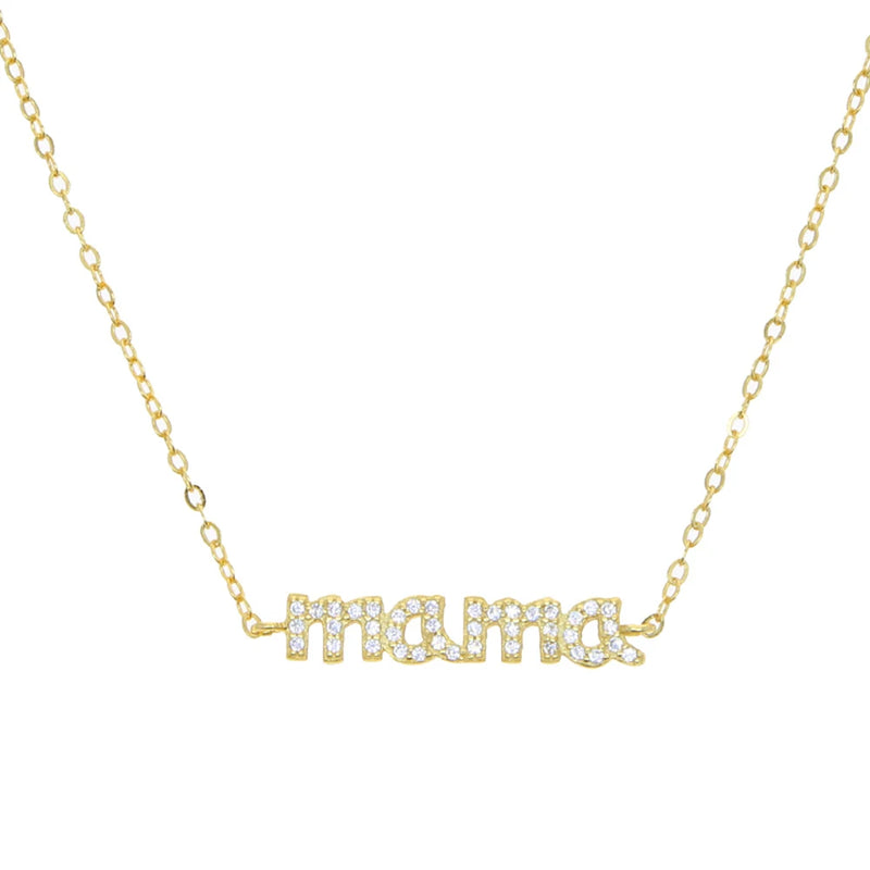 Mother's Gift 925 Silver Mama Charm Necklace CZ Choker Women Jewelry