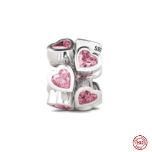 Mother's Pav Heart & Angel Wings Pendant 925 Silver Love Glass Beads