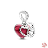 Mother's Pav Heart & Angel Wings Pendant 925 Silver Love Glass Beads