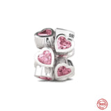 Mother's Pav Heart & Angel Wings Pendant 925 Silver Love Glass Beads