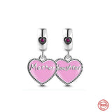Mother's Pav Heart & Angel Wings Pendant 925 Silver Love Glass Beads