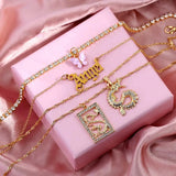 Layer Butterfly Dragon Crystal Necklaces Women Punk Golden Angel Letter Chain