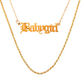 Layer Butterfly Dragon Crystal Necklaces Women Punk Golden Angel Letter Chain