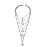Layer Carved Coin Angel Pendant Choker Necklace Gothic Virgin Mary Cross