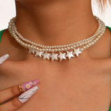 Heart-shaped Choker Star Pearl Chain Set Necklace Women Choker