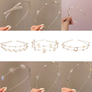 Metal Moon Star Hair Band Butterfly Crystal Children's Hair Accessories