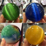 Multicolor Crystal Gems Beads 25/30/40mm Round Opal Cat's Eye Stone Sphere