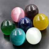 Multicolor Crystal Gems Beads 25/30/40mm Round Opal Cat's Eye Stone Sphere