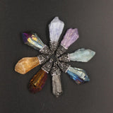 Multicolor Crystal Quartz Pendant Healing Reiki Chakra Pink Drusy Pendant