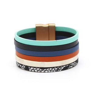 Multicolor Leather Bracelets for Women Wide Wrap Bracelet Female Jewelry