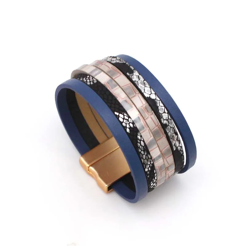 Multicolor Leather Bracelets for Women Wide Wrap Bracelet Female Jewelry