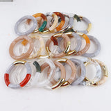 Multicolor Marbling Acrylic Beads Charm Bracelets Bohemian Tube Elastic Bangles
