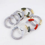 Multicolor Marbling Acrylic Beads Charm Bracelets Bohemian Tube Elastic Bangles