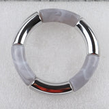 Multicolor Marbling Acrylic Beads Charm Bracelets Bohemian Tube Elastic Bangles