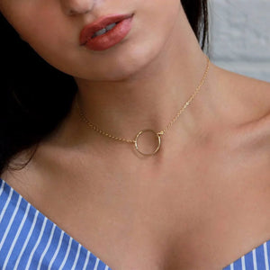 Leaf Sequins Circle Chain Clavicle Necklace Collares Bijoux For Women