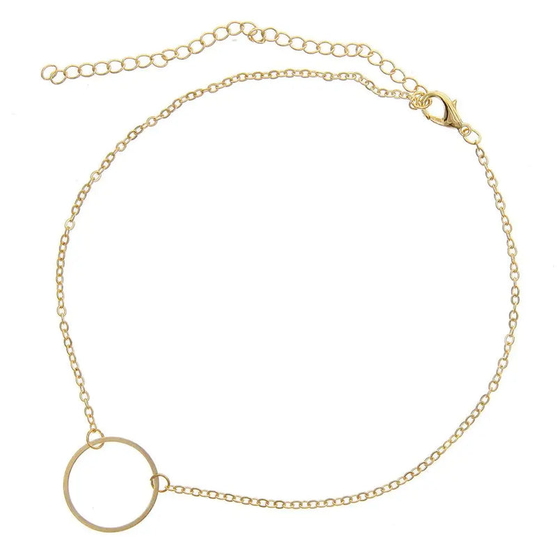 Leaf Sequins Circle Chain Clavicle Necklace Collares Bijoux For Women