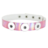 Reflective Leather Choker Necklace 40cm
