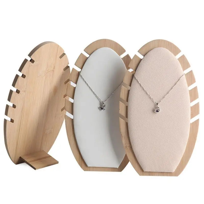 Scalloped Bamboo Ornament Jewelry Display Stand Necklace Easel