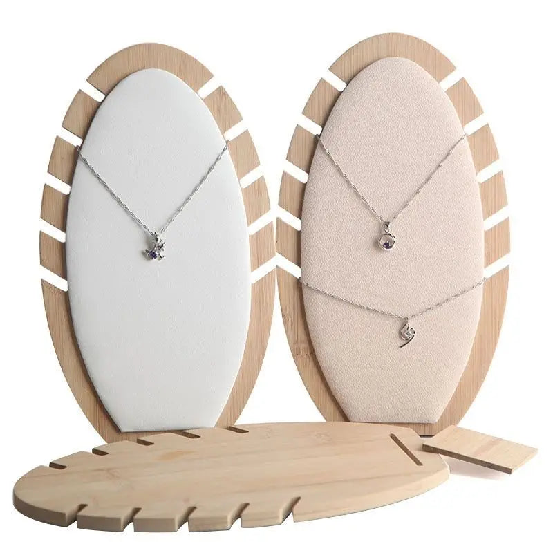 Scalloped Bamboo Ornament Jewelry Display Stand Necklace Easel