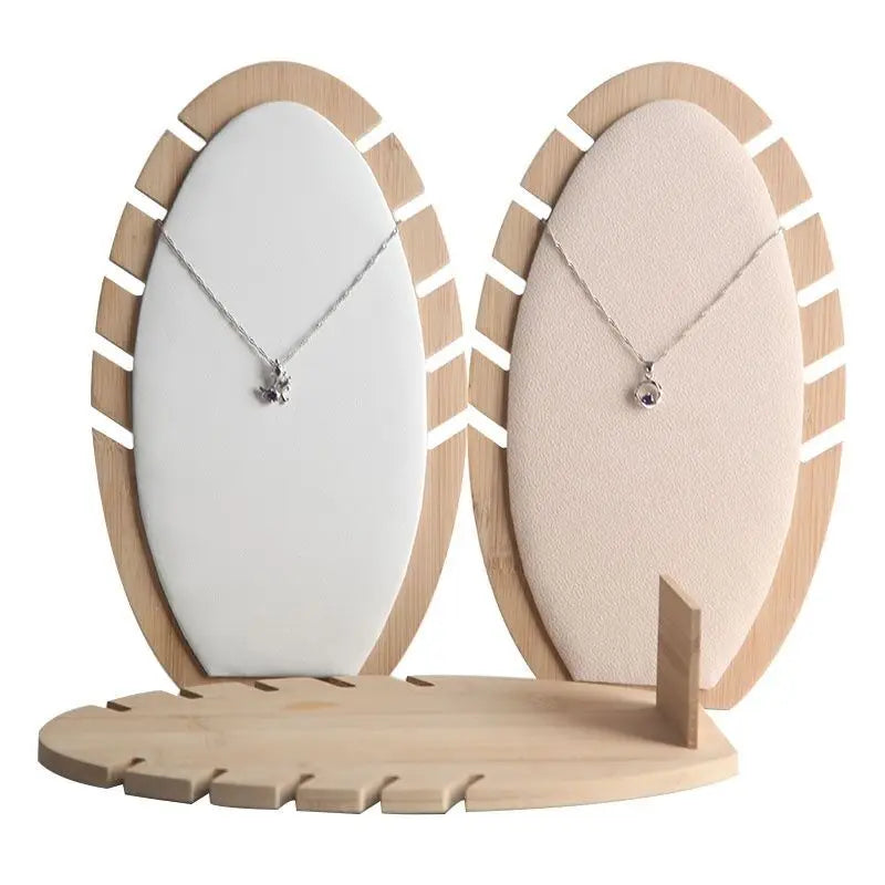 Scalloped Bamboo Ornament Jewelry Display Stand Necklace Easel