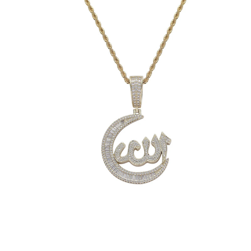 Muslim Hip Hop Iced Out Brass Pendant Necklace CN396