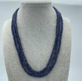 Dark Red Sapphire Beads Necklace 3-Row 2X4mm