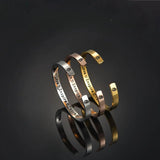 Engraved Open Bangle Stainless Steel for Men Women