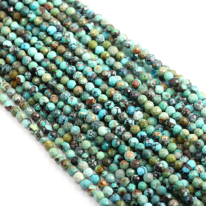 African Turquoise Stone Beads 2-4mm Faceted Round Loose Beads