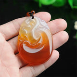 Natural Agate Chalcedony Wishful Pendant Sweater Chain Jewelry