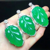 Green Chalcedony Leaf Pendant Women's Branch Necklace