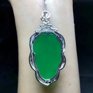 Green Chalcedony Leaf Pendant Women's Branch Necklace