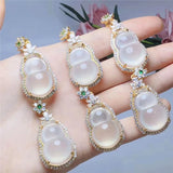 Natural Agate High Ice Jade Pith Gourd Pendant Women's Necklace