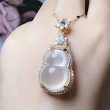Natural Agate High Ice Jade Pith Gourd Pendant Women's Necklace