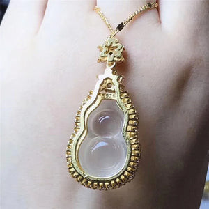 Natural Agate High Ice Jade Pith Gourd Pendant Women's Necklace
