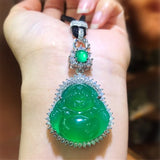 Agate Inlaid Chalcedony Buddha Pendant for Women