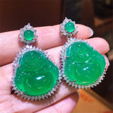 Agate Inlaid Chalcedony Buddha Pendant for Women