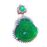 Agate Inlaid Chalcedony Buddha Pendant for Women