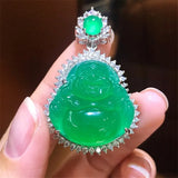 Agate Inlaid Chalcedony Buddha Pendant for Women