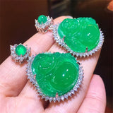 Agate Inlaid Chalcedony Buddha Pendant for Women