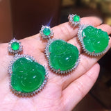 Agate Inlaid Chalcedony Buddha Pendant for Women